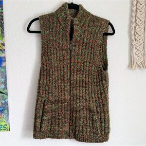 Woolrich Lamb's Wool Blend Women's Green Ribbed Vest Sz S